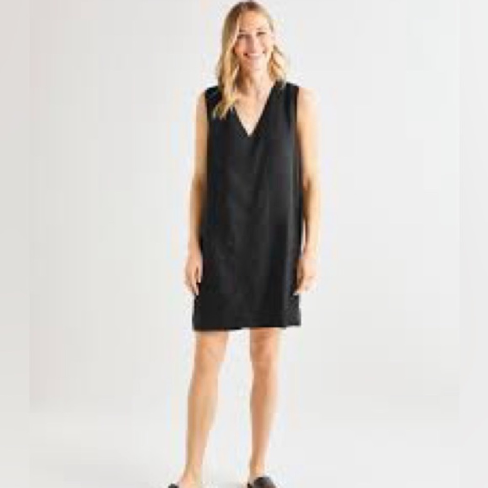 Ophelia‎ Roe black linen sleeveless sheath dress NWT size Large